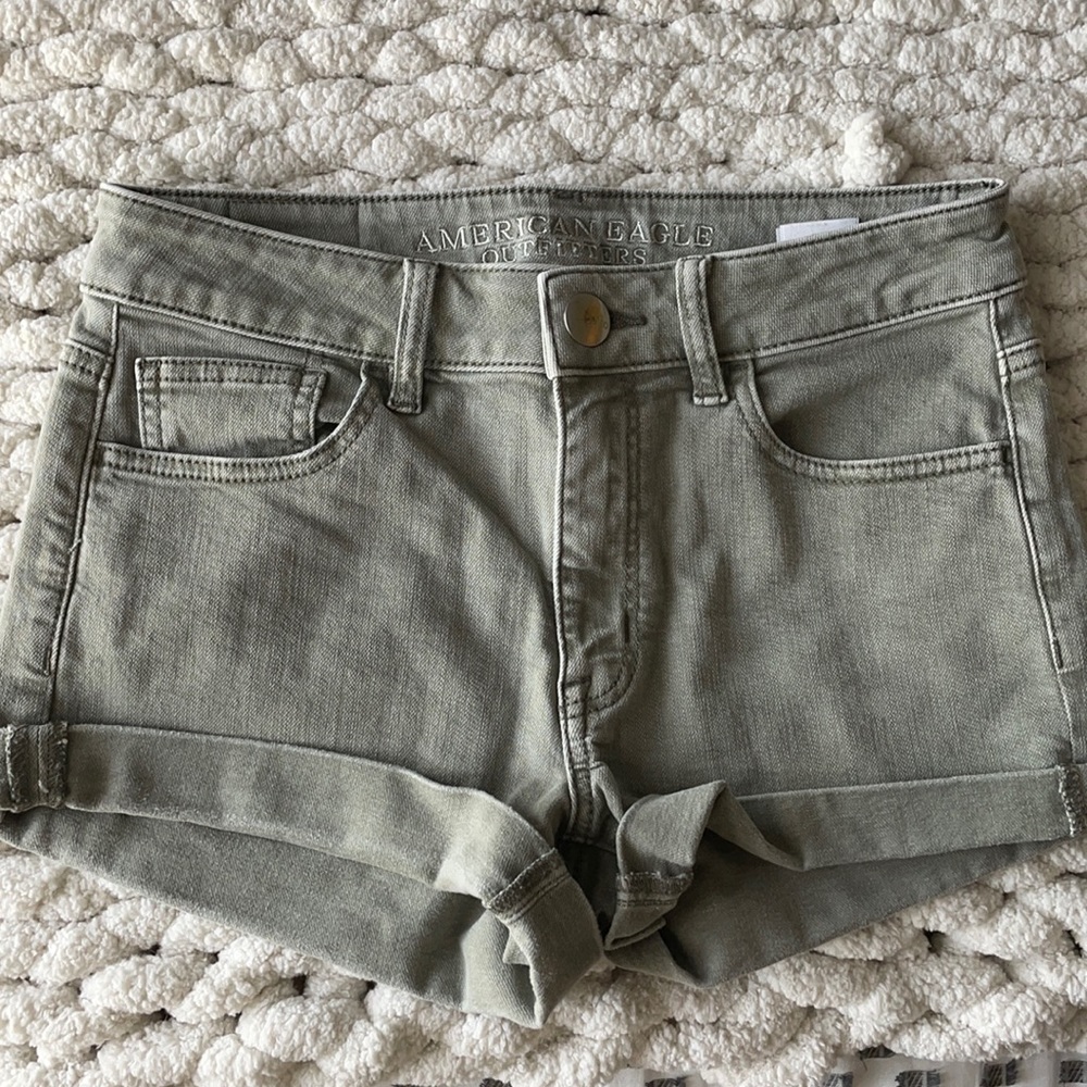 American Eagle high rise shortie jean shorts